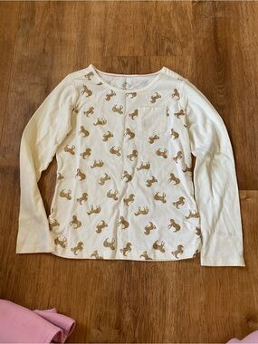 Garanimals Cream Long Sleeve Tee with Gold Pony Print